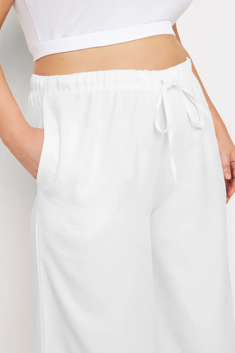Linen Look Cropped Trousers
