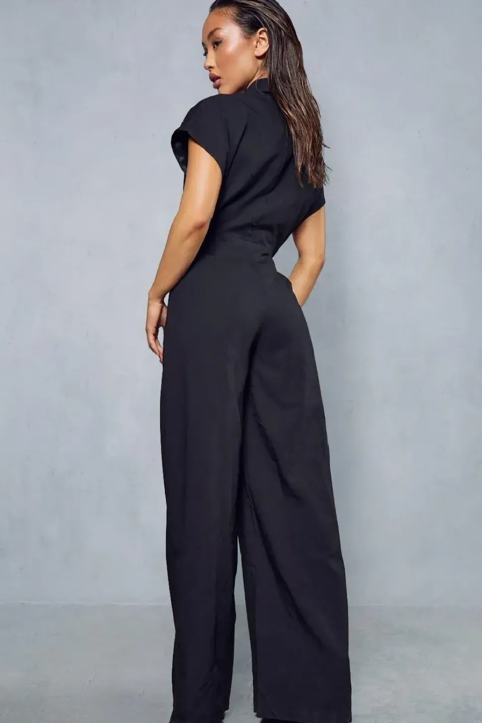 Linen Look Wide Leg Jumpsuit