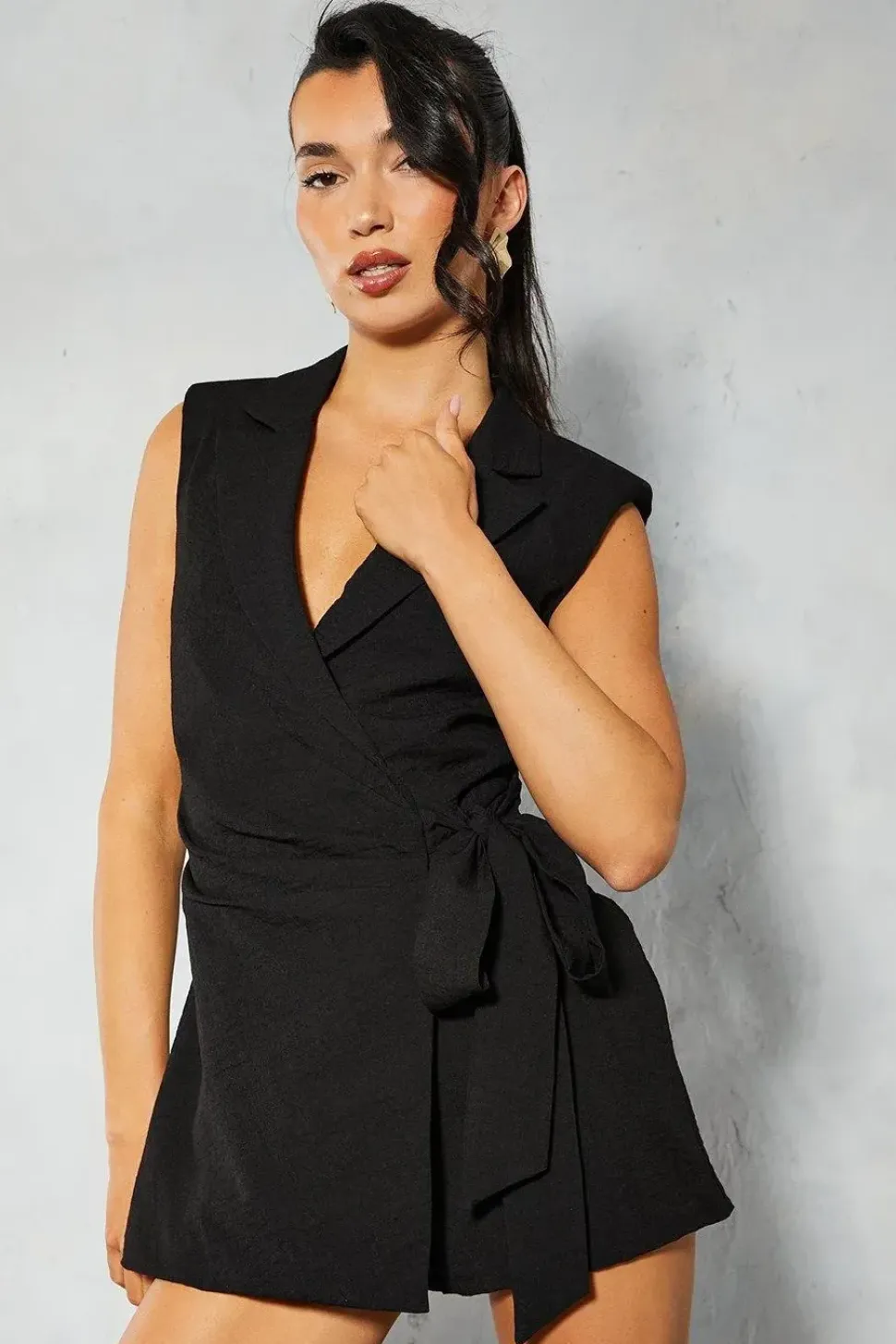 Linen Look Wrap Playsuit