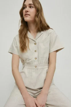 Linen Mix Utility Short Sleeve Boilersuit