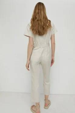 Linen Mix Utility Short Sleeve Boilersuit