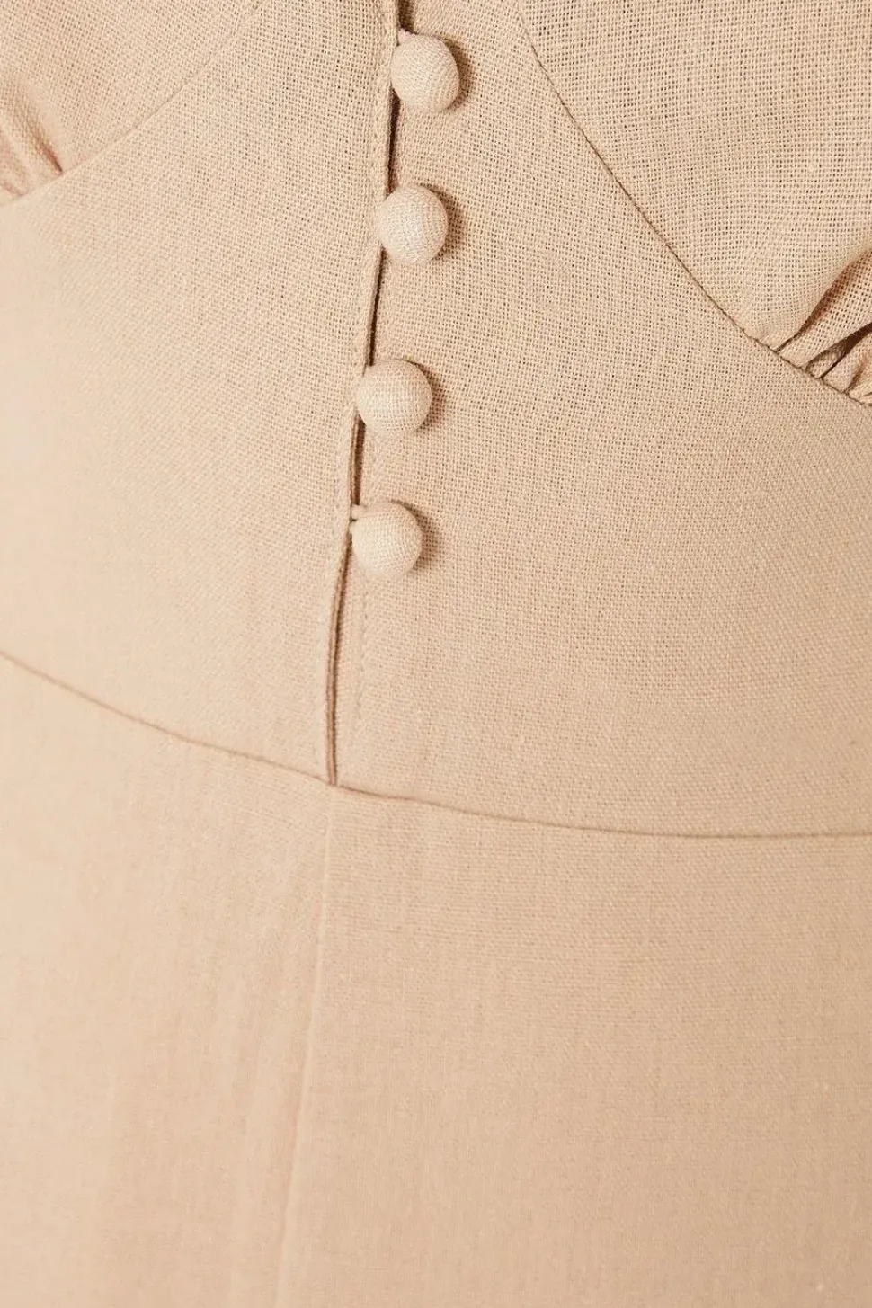 Linen Scallop Edge Button Down Strappy Jumpsuit