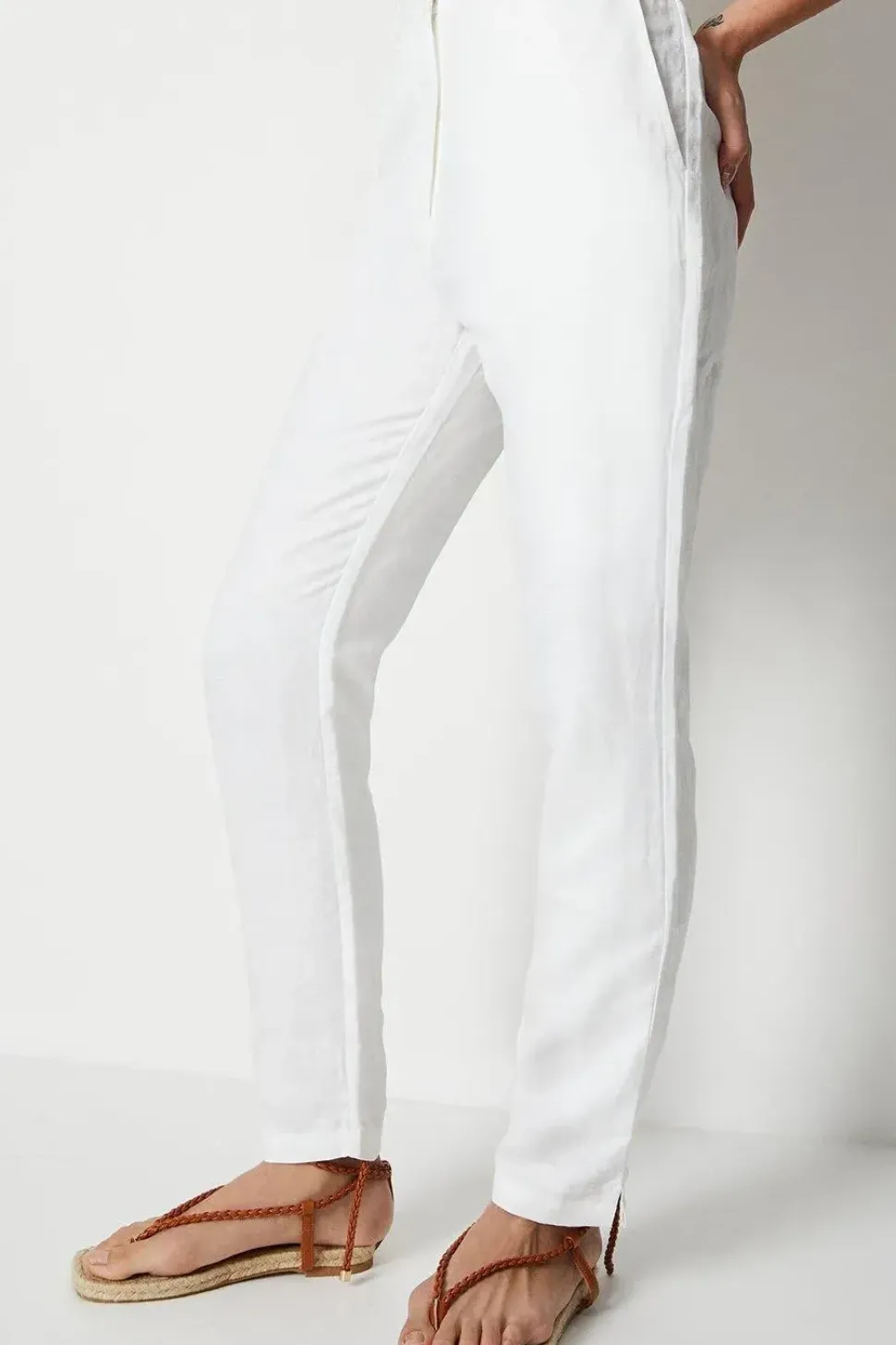 Linen Straight Leg Tailored Trousers