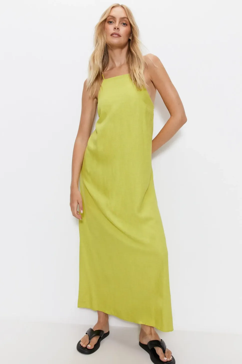 Linen Strappy Maxi Dress