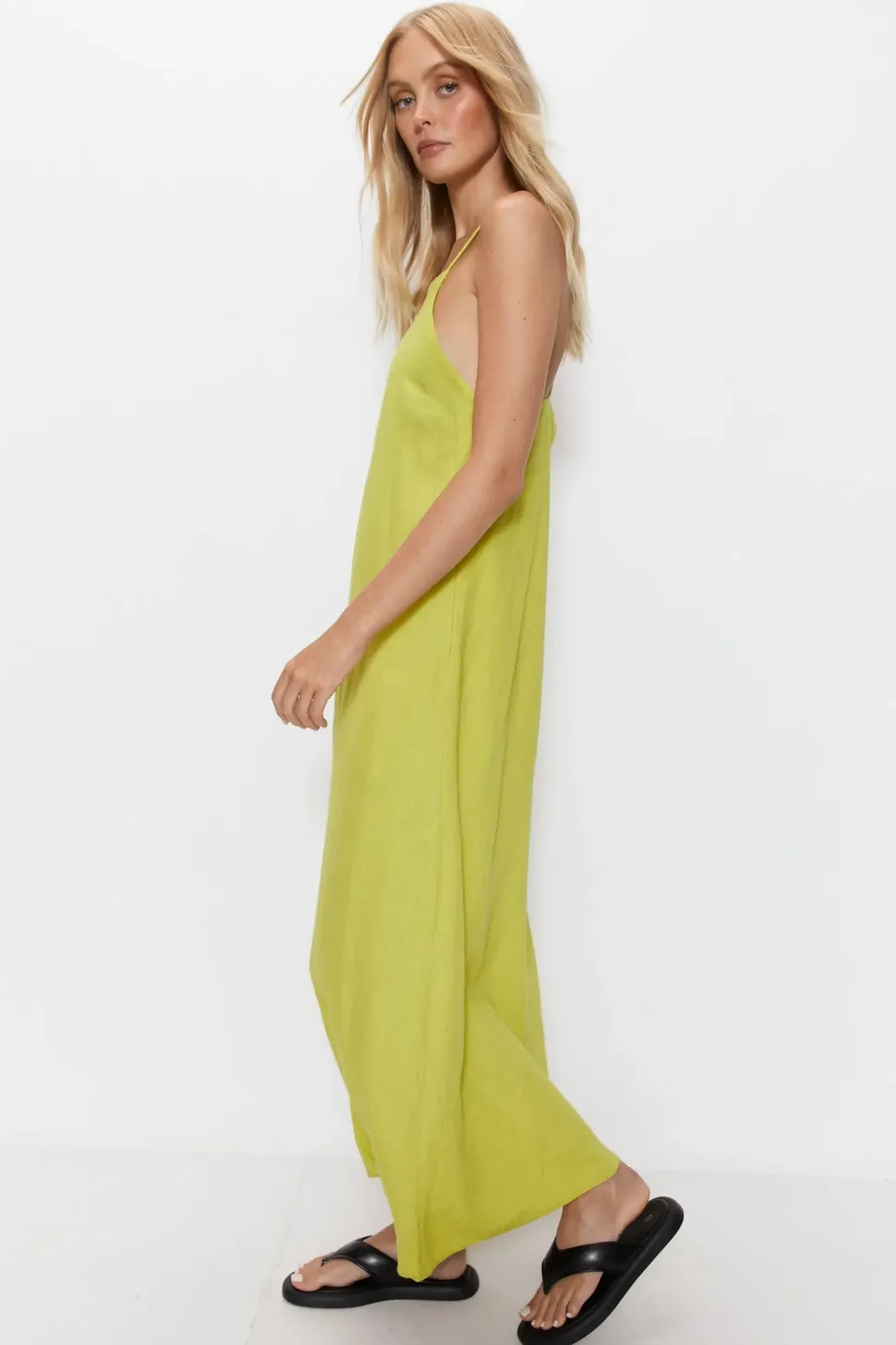 Linen Strappy Maxi Dress