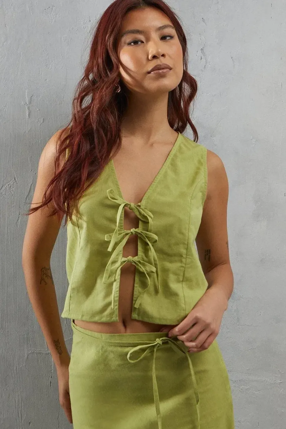 Linen Tie Front Top
