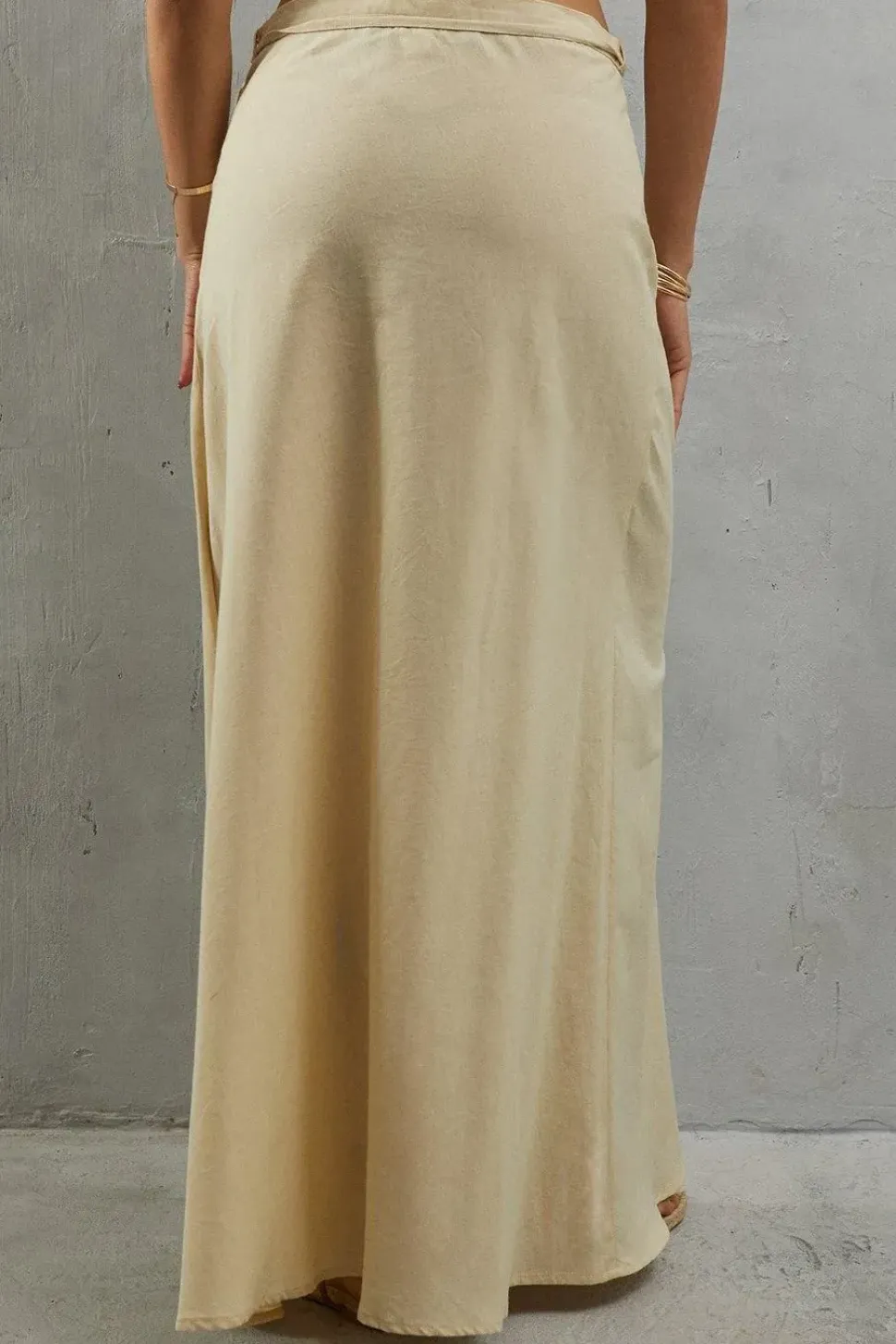 Linen Tie Side Maxi Skirt