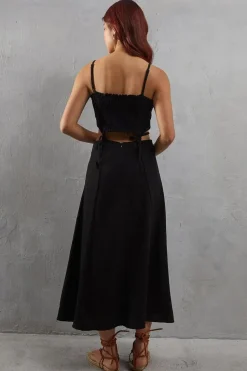 Linen Tie Waist Strappy Sundress
