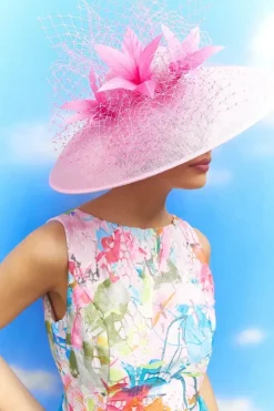 Lisa Tan Floral Mesh Wide Brim Hat