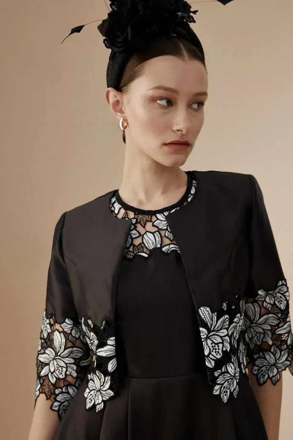 Lisa Tan Lace Hem Jacket