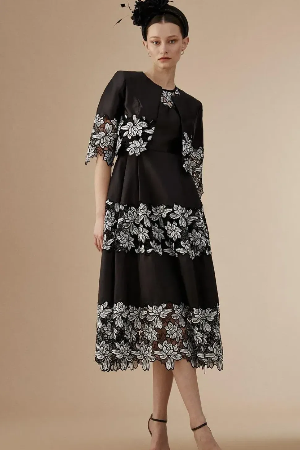 Lisa Tan Lace Hem Jacket