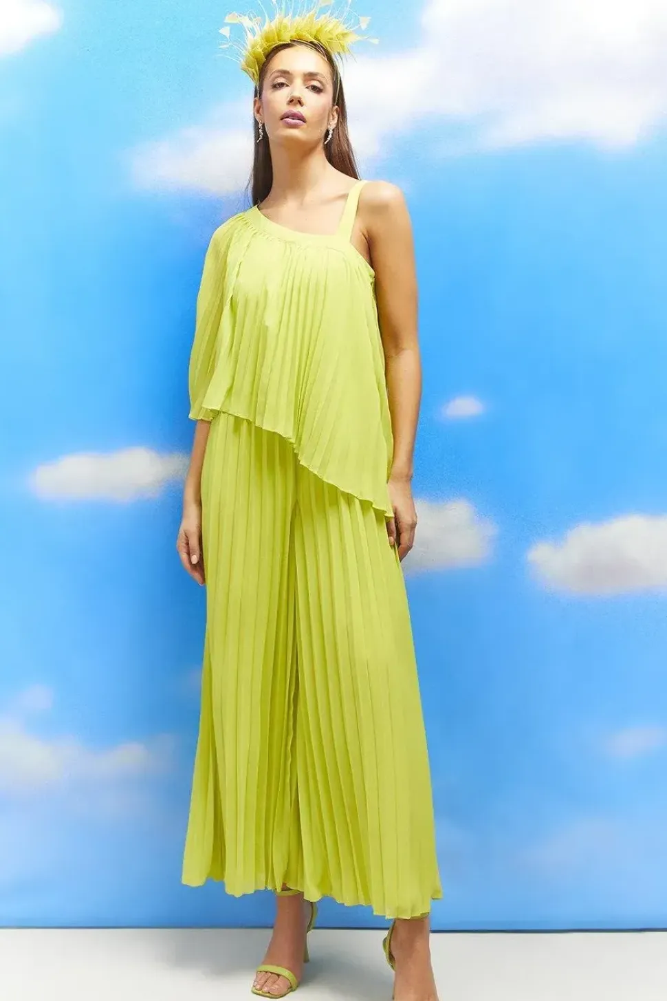 Lisa Tan One Shoulder Pleated Jumpsuit