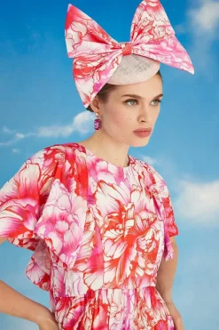 Lisa Tan Printed Ruffle Sleeve Midi Dress