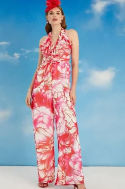 Lisa Tan Ruffle Wide Leg Jumpsuit