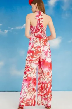 Lisa Tan Ruffle Wide Leg Jumpsuit