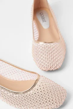 Lisbon Mesh Diamante Ballet Pumps
