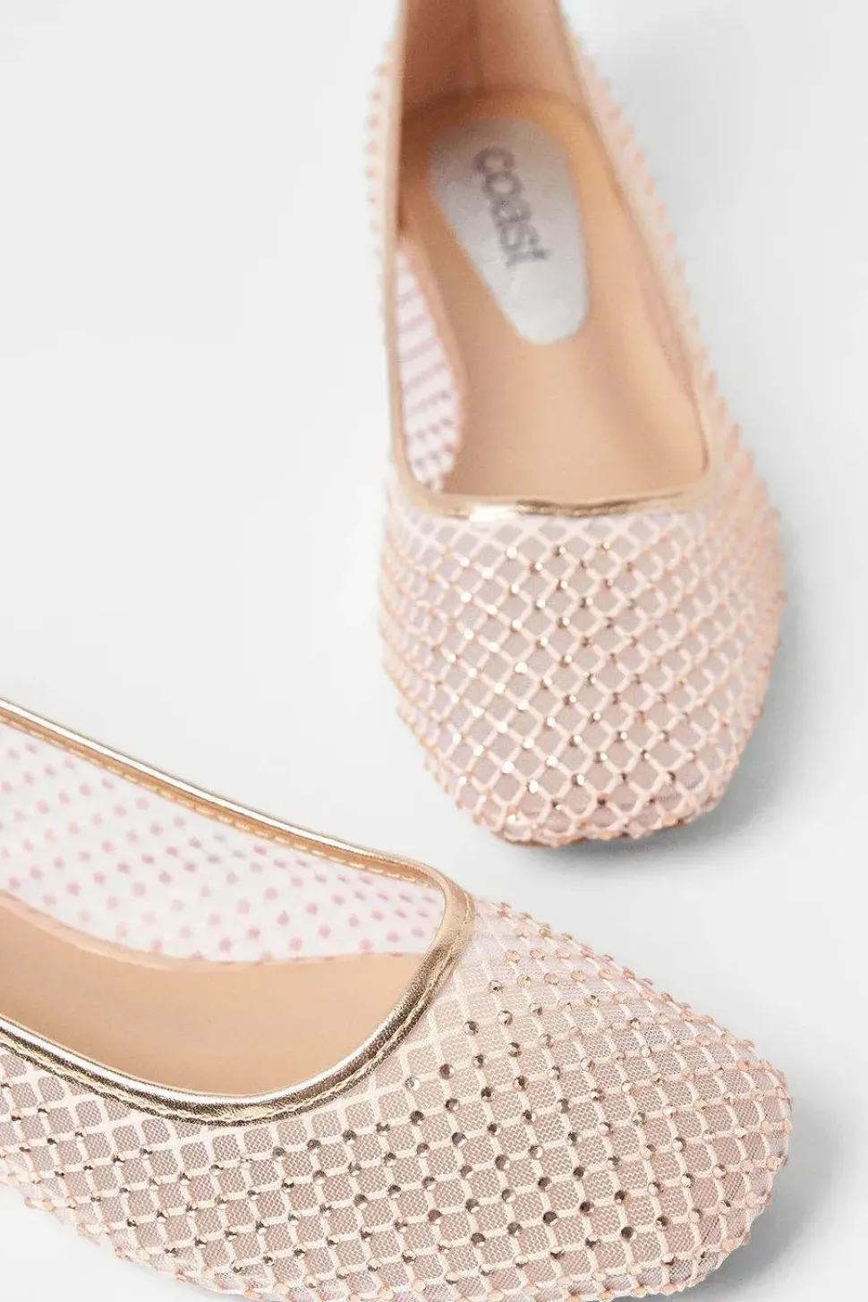 Lisbon Mesh Diamante Ballet Pumps