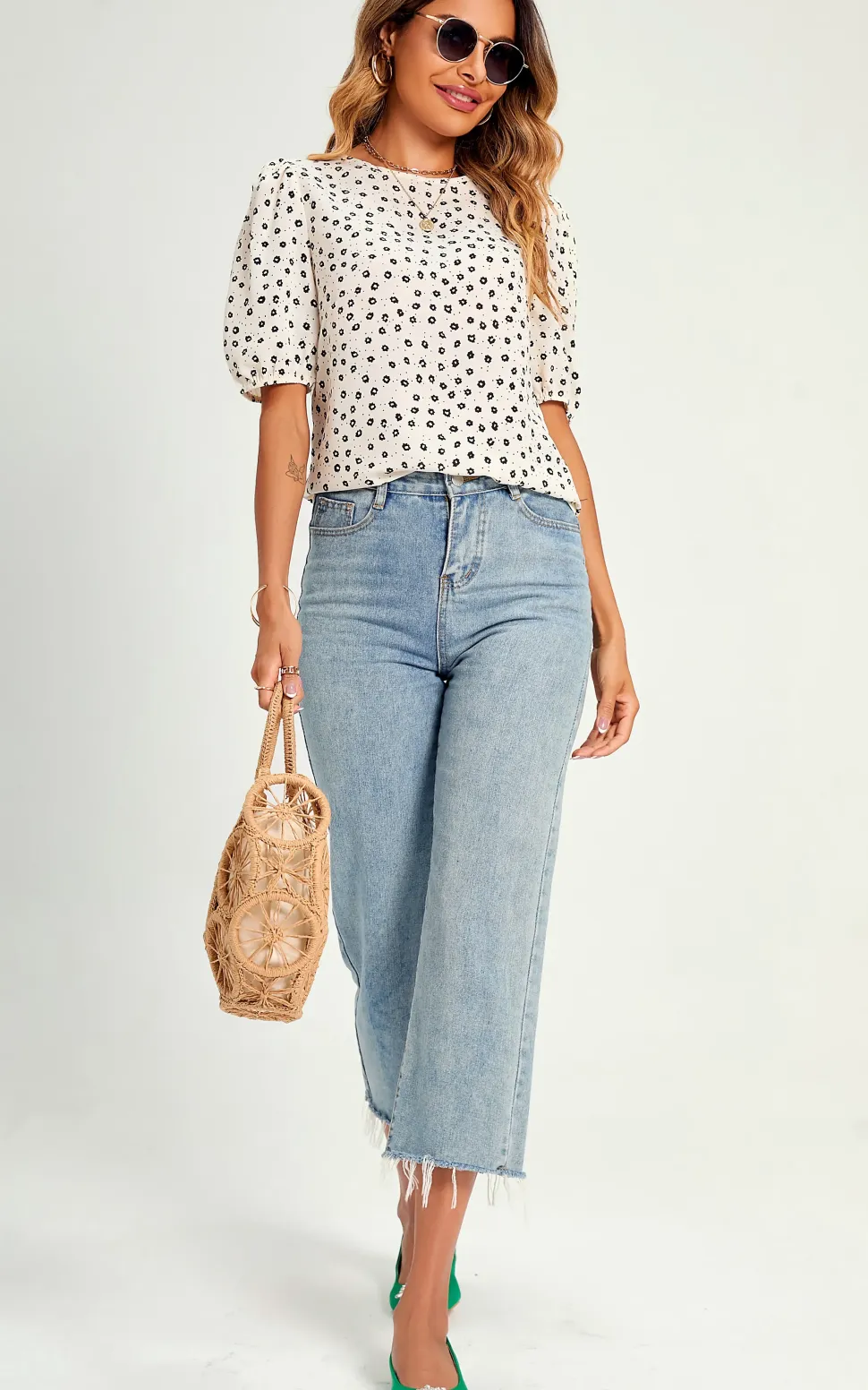 Little Flower Top/Blouse In White