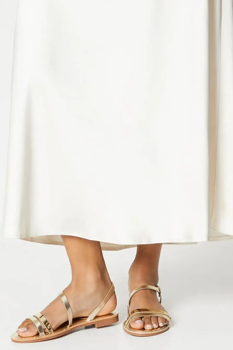 Lola Metallic Strappy Flat Sandals