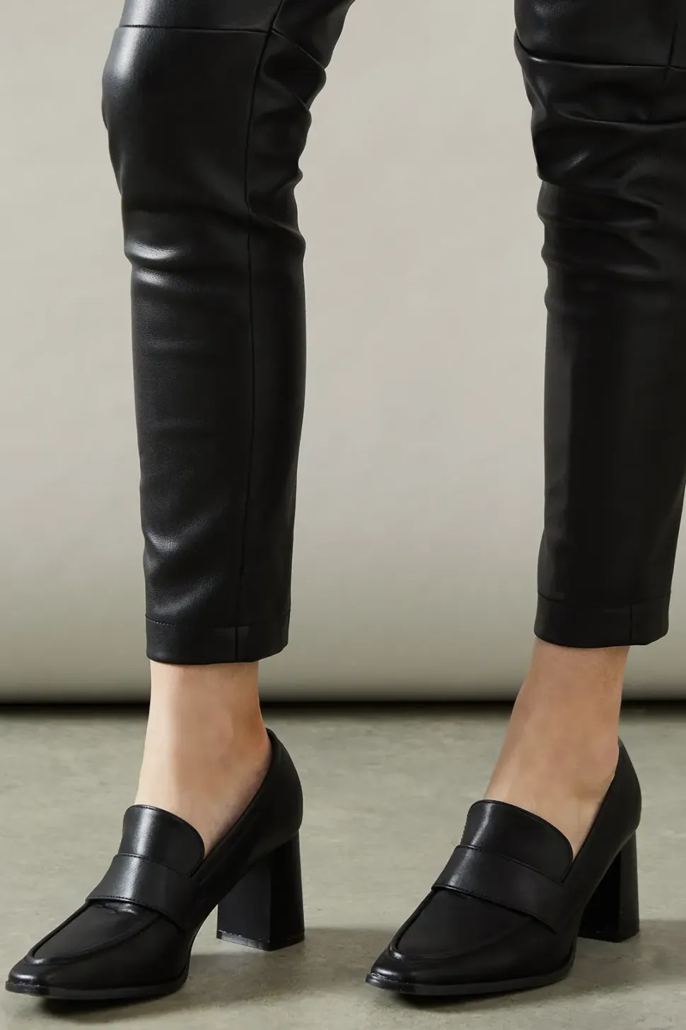 Lola Square Toe High Heel Penny Loafers