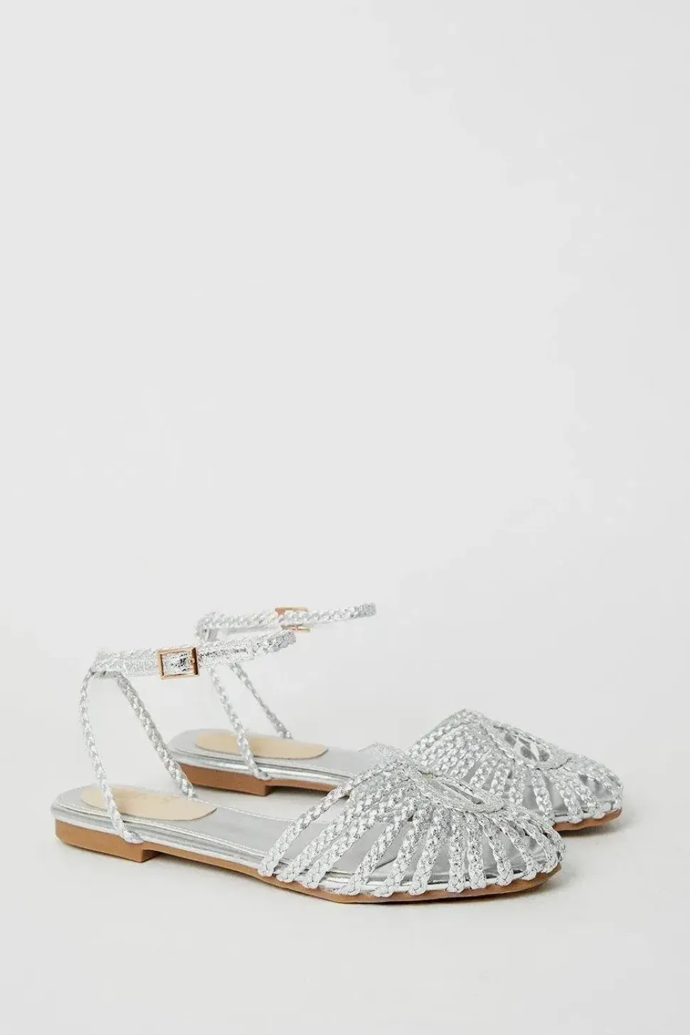 Loliltas Plaited Ankle Strap Flat Sandals