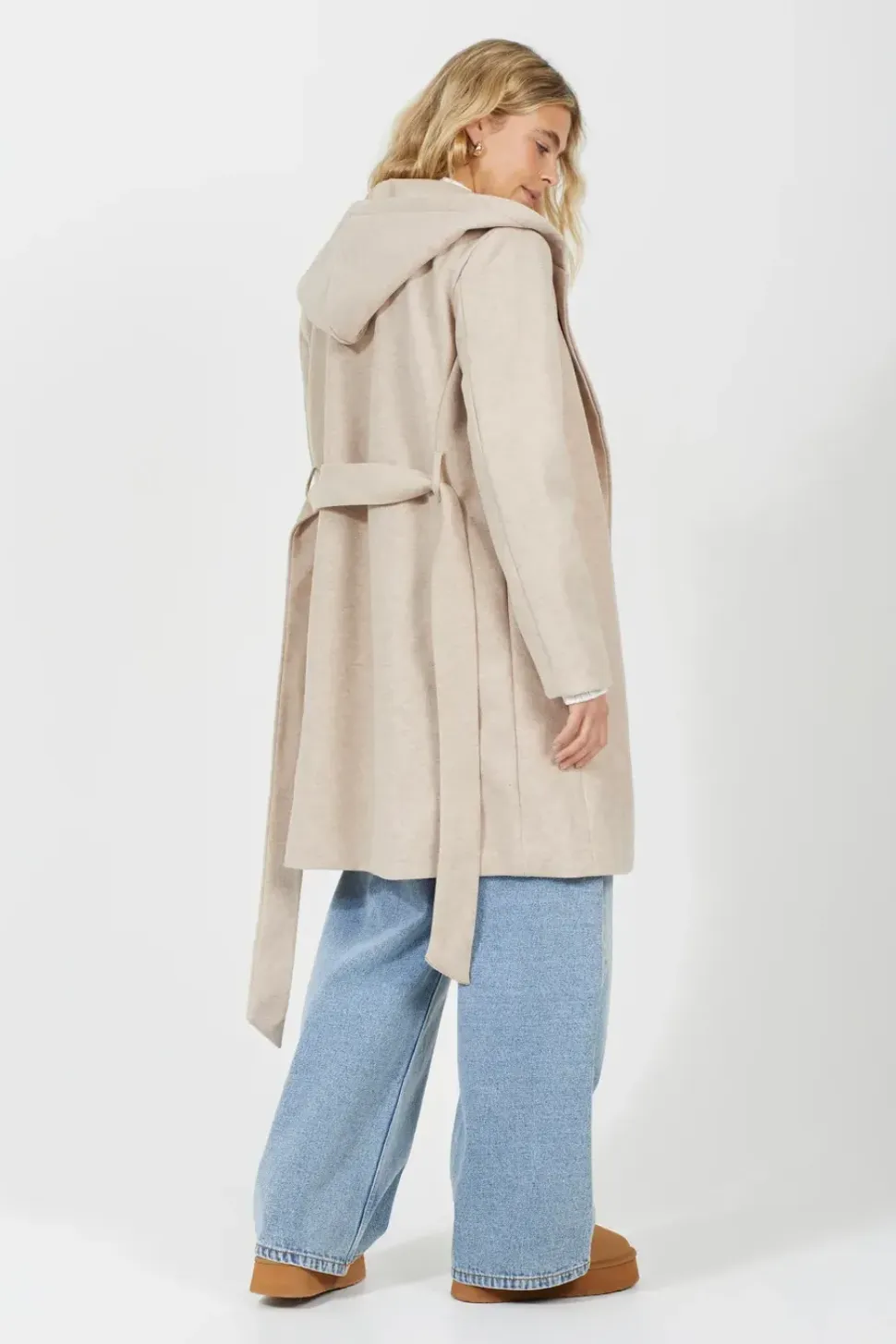 Long Hooded Jacket with Belt