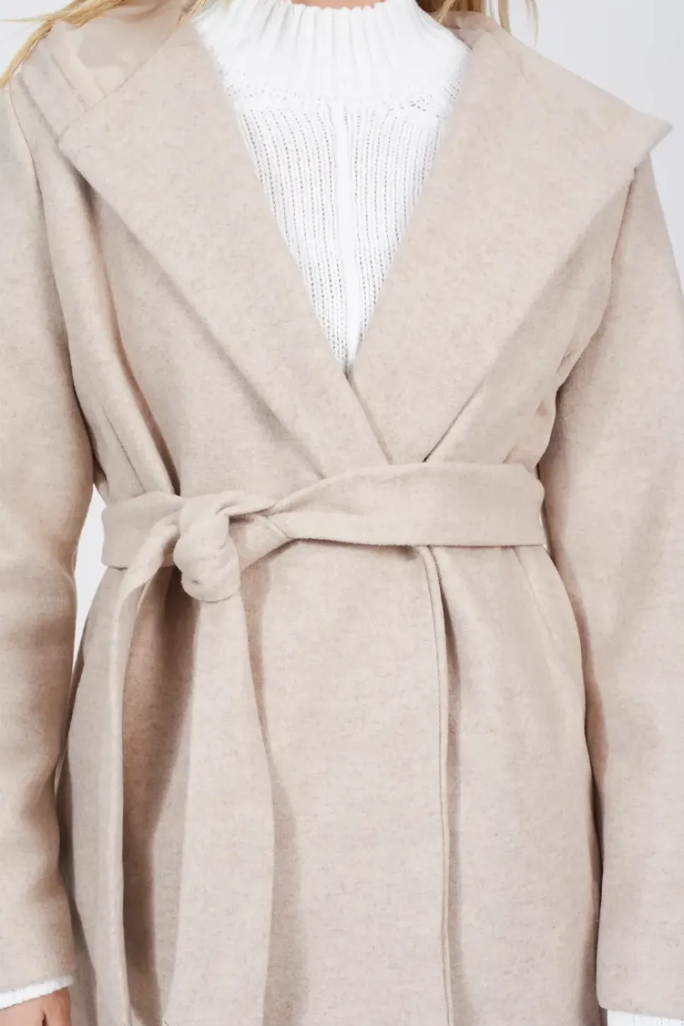 Long Hooded Jacket with Belt