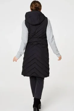 Longline Adjustable Waist Hooded Gilet