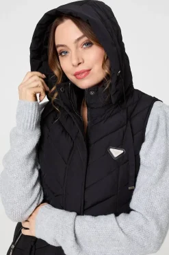 Longline Adjustable Waist Hooded Gilet