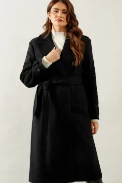Longline Belted Embroidered Coat
