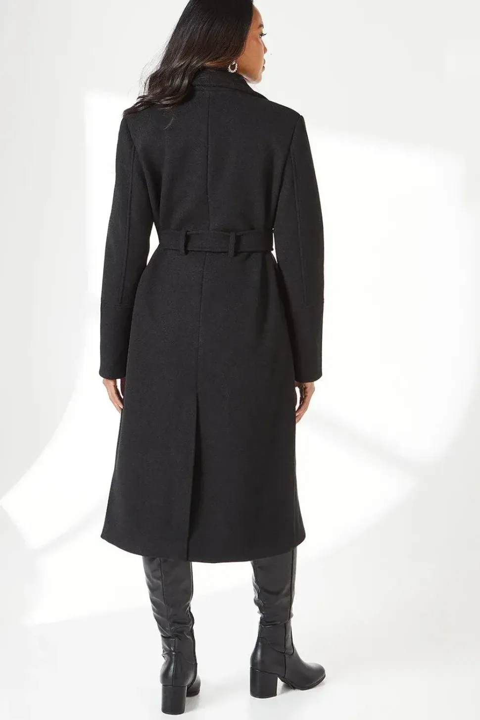 Longline Belted Wrap Coat