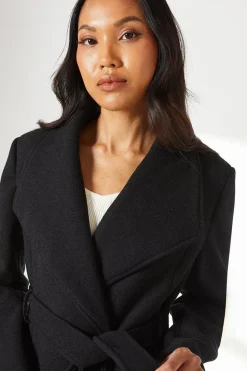 Longline Belted Wrap Coat