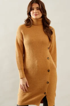 Longline Button Wrap Knitted Tunic