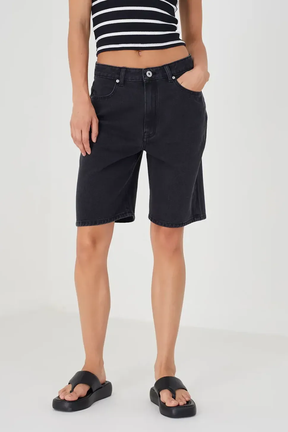 Longline Denim Shorts
