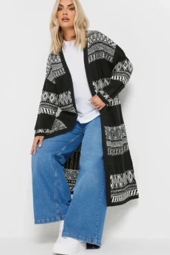 Longline Fairisle Cable Knit Cardigan