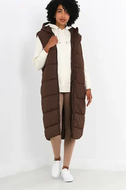 Longline Gilet With Fixed Hood