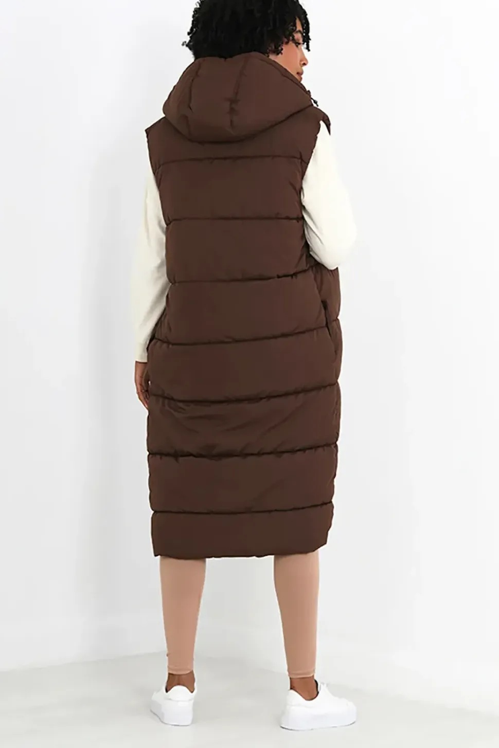Longline Gilet With Fixed Hood