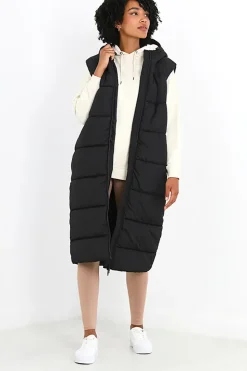 Longline Gilet With Fixed Hood