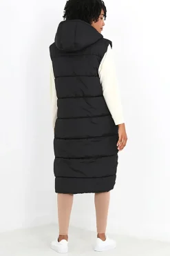 Longline Gilet With Fixed Hood