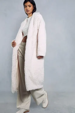 Longline Oversized Collar Teddy Fur Coat
