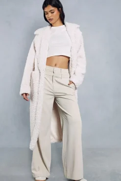 Longline Oversized Collar Teddy Fur Coat