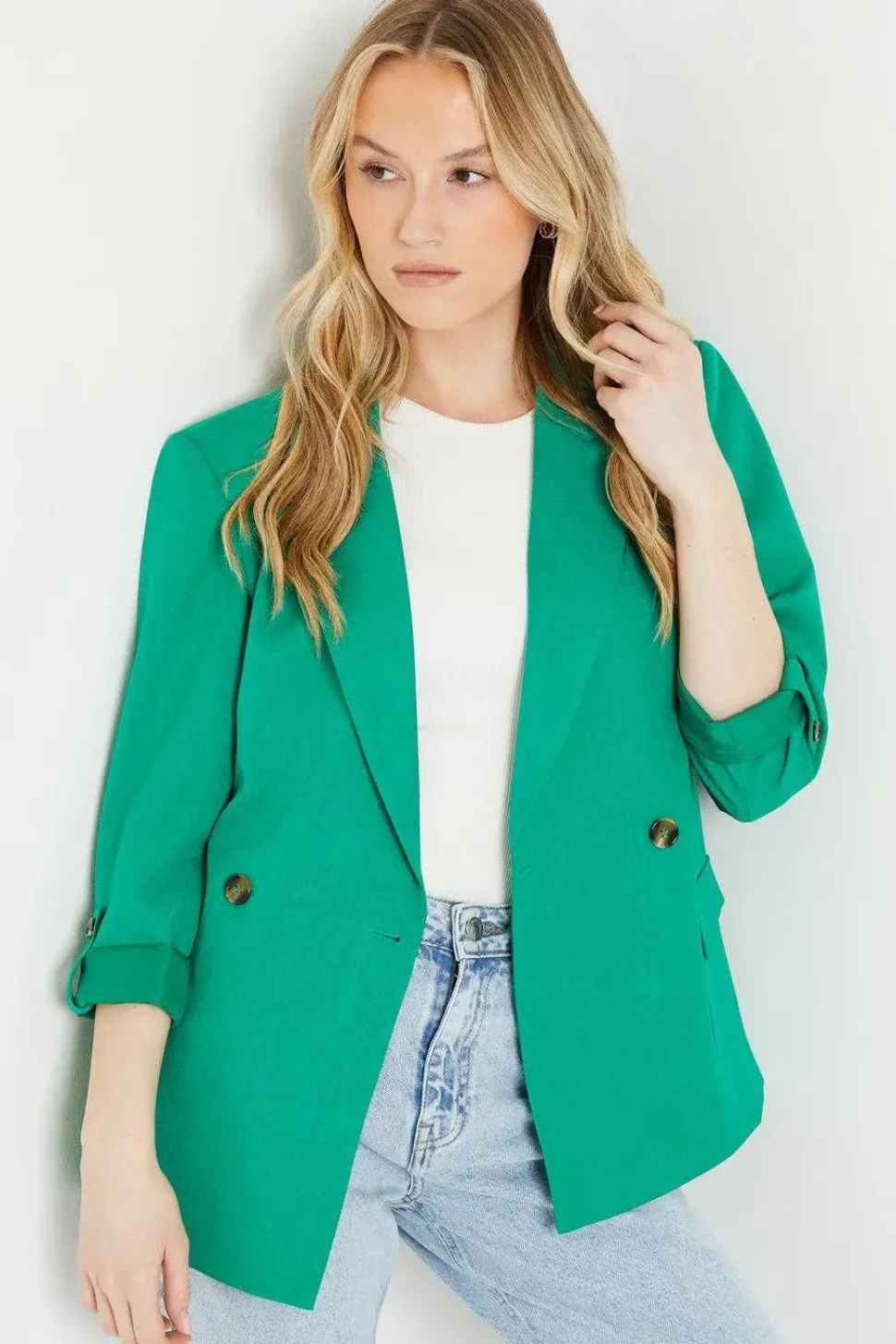 Longline Pocket Detail Double Breasted Blazer