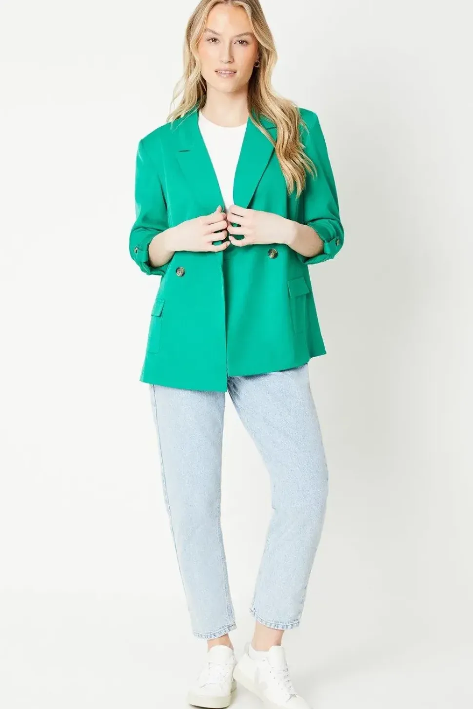 Longline Pocket Detail Double Breasted Blazer