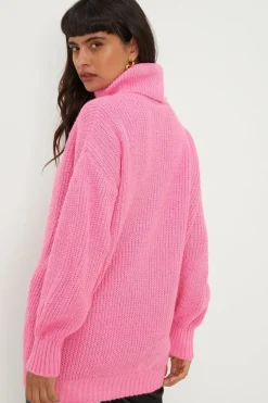 Longline Roll Neck Chunky Jumper