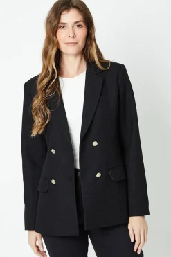 Longline Textured Double Breasted Blazer