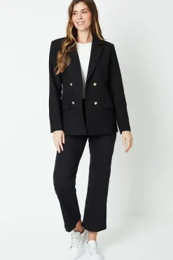 Longline Textured Double Breasted Blazer