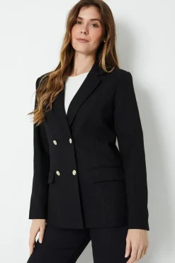 Longline Textured Double Breasted Blazer