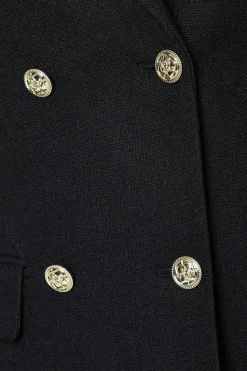Longline Textured Double Breasted Blazer