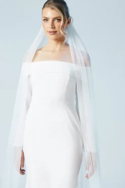 Long Sleeve Bardot Crepe Maxi Wedding Dress