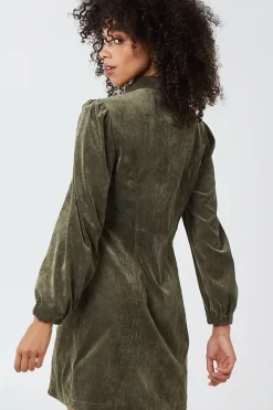 Long Sleeve Front Zip Cord Dress